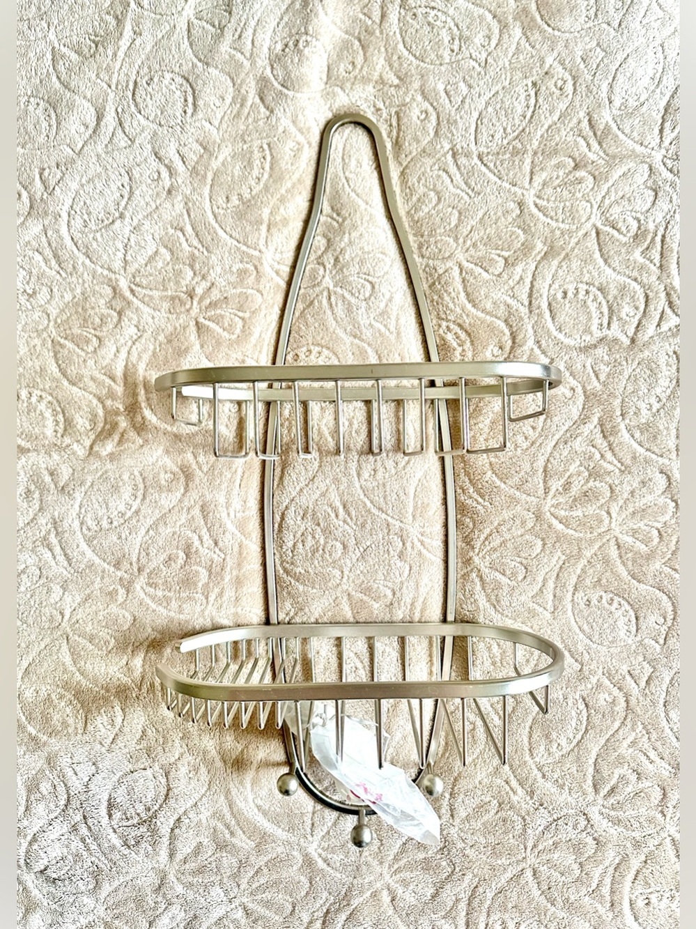 Two-Tier Stainless Steel Shower Caddy in Brushed Silver